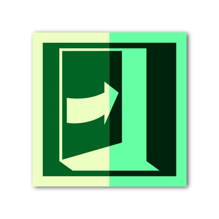 Знак ИМО «Толкните дверь с правой стороны»