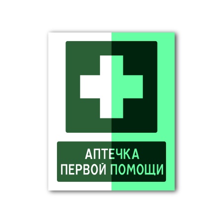 Знак «Аптечка первой помощи» (200×250, UV premium, CT2039THFG200250)