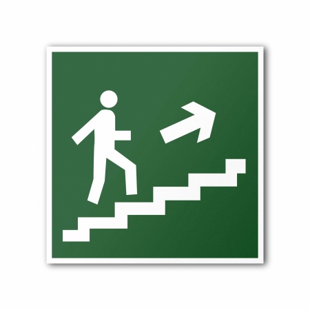 Знак E15 Направление к эвакуационному выходу по лестнице вверх (E15TH150150)