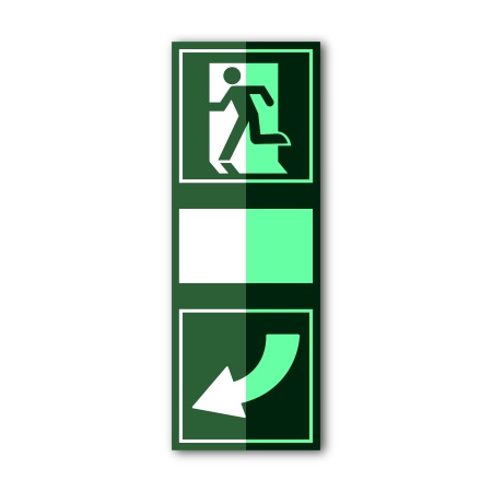 Знак «Открывать дверь справа вниз» (100×275, Самоклеящаяся пленка, CT2055TFG100275)