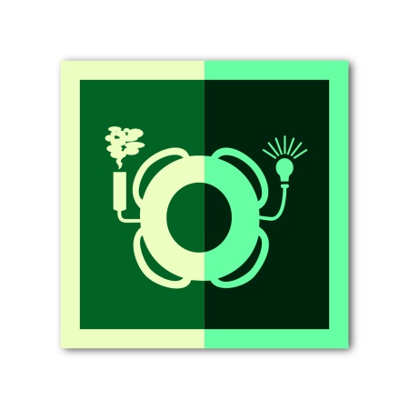 Знак ИМО «Спасательный круг с огнем и дымовой шашкой»