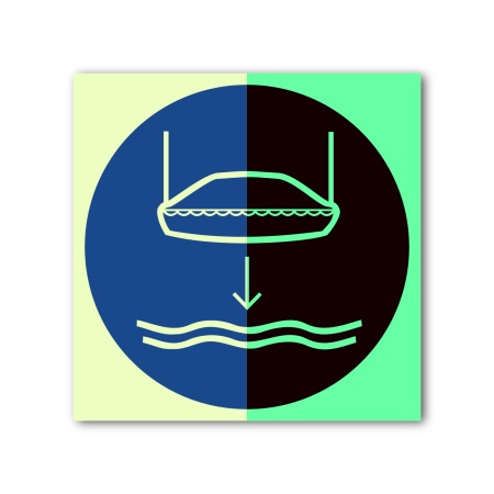Знак ИМО «Спустить на воду спасательную шлюпку»