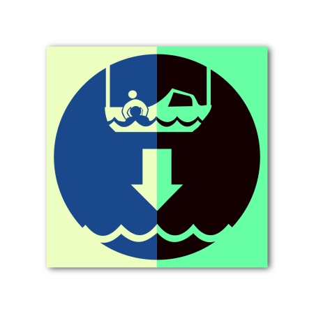 Знак ИМО «Спустить на воду спасательную лодку»