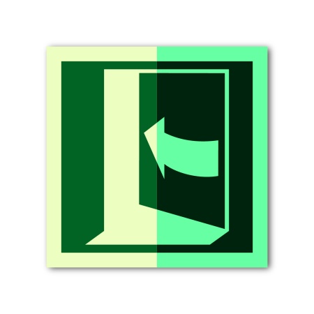 Знак ИМО «Толкните дверь с левой стороны»