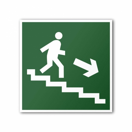 Знак E13 Направление к эвакуационному выходу по лестнице вниз (E13T150150)