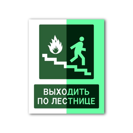 Знак «Выходить по лестнице» (200×250, Самоклеящаяся пленка, CT2036TFG200250)