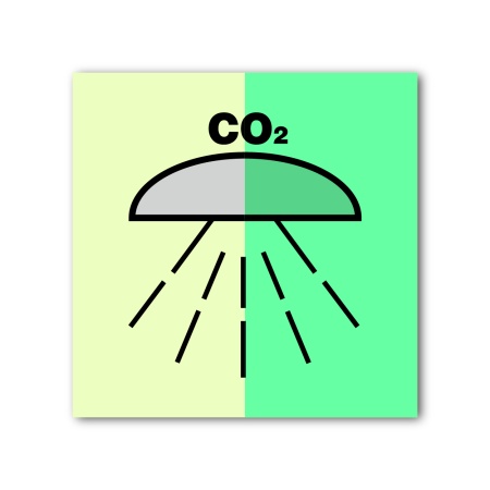 Знак ИМО «Помещение или группа помещений, защищенных системой пожаротушения для двуокиси углерода»